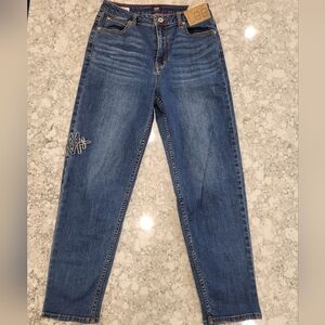 Limited Edition Lee 101+ Jeans W28 L27 Dark Wash Denim Western Cowhide Patch